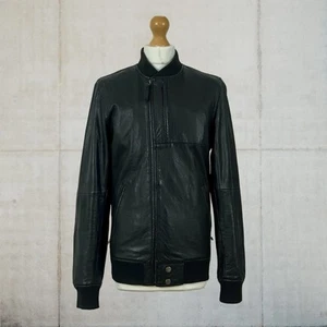 Pretty Green Three Pocket Fully Lined Perforated Leather Bomber Jacket Size XS - Picture 1 of 20