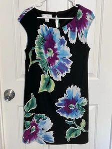 Studio London Times Sheath Dress Women’s Size 16 Black Sleeveless Floral Stretch - Picture 1 of 13