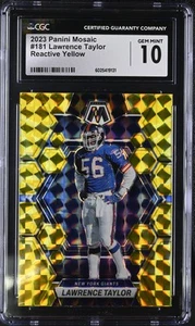 2023 Panini Mosaic Lawrence Taylor #181 Reactive Yellow Football CGC 10 - Picture 1 of 2