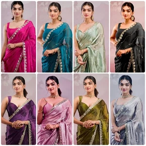 Indian Bollywood saree for women Party Wear wedding Saree Blouse Designer Saree - Picture 1 of 33