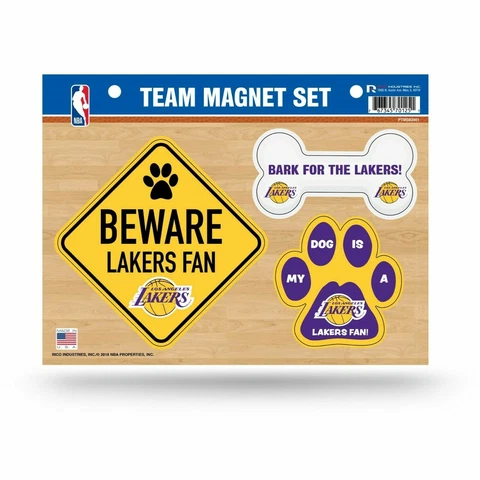 NEW! LOS ANGELES LAKERS PET DOG MAGNET SHEET SET BEWARE FAN LICENSED Cover