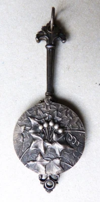 Miroir pendentif ART NOUVEAU ancien vers 1900 face à main chatelaine - Photo 1/4