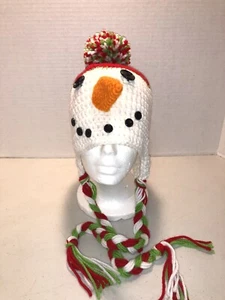Hand Knit Snowman Hat - Child/Small Adult Size - Adorable - Picture 1 of 7