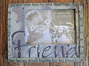 NEW Demdaco by Faith Religious 5x7 Photo Frame FRIEND John 15:13 Greater Love - Picture 1 of 9