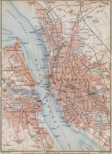 MERSEYSIDE. LIVERPOOL & BIRKENHEAD town city plan. Bootle Everton 1910 old map - Picture 1 of 1