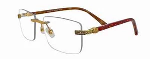 Luxury Eyeglass wood /metal Frame Rimless Glass GZ1278 52-18-141 Diamond-2-BR-2 - Picture 1 of 9
