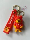 3D WINNIE THE POOH  FIGURE IN A RED HOODIE KEYRING KEYCLIP