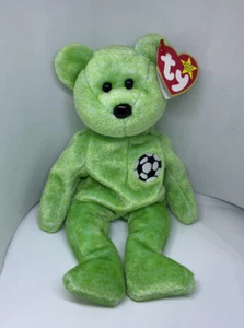 TY Beanie Baby KICKS 1999 the Soccer Bear with tag errors RARE }} - Picture 1 of 5