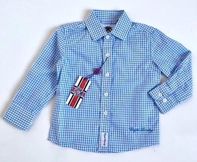 NUEVA Camisa Inglesa Lavandería Azul y Blanco Cuadros LS Precio al por menor $36 $22 Nueva con Etiquetas 2T Foto 1 de 4