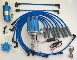 small cap PONTIAC 350 389 400 455 BLUE HEI DISTRIBUTOR + 45K COIL + 8.5mm WIRES - Picture 1 of 2