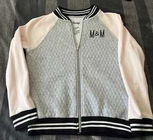 Disney Minnie&Mickey Bomber Jacket Pink And grey Size Large - Picture 1 of 5