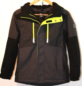 ZeroXposur Black Child Coat Size L 10-12 Yellow Trim Hood Zip Snap Pockets - Picture 1 of 8