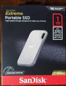 SanDisk 1TB Extreme Portable Black External SSD - Up to 1050 MB/s - USB-C - NEW! - Picture 1 of 2