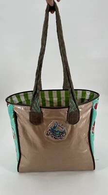 Bolso de Mano Consuela Clásico Cartera Rojo Cerezas Dorado y Turquesa Foto 1 de 4