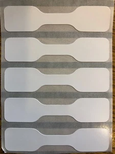 Schmucketiketten Preisschilder ~ selbstklebende Hantel weiße Etiketten 5,6 cm x 13 mm - Bild 1 von 5