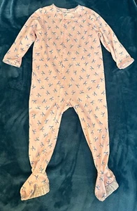 Footed Pajama Carters Blue Birds On Pink 24 Months Polyester Girl PJ Ex-cons! - Picture 1 of 3