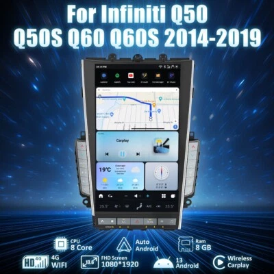 Radio 13.6" Android 13 Mark 7 estilo Tesla coche GPS para Infiniti Q50 Q60 2014-2019 Foto 1 de 4