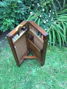 Vintage tragbares ausklappbares Nähkästchen aus Holz | Koffer - Bild 1 von 9