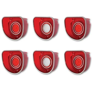 68 Chevy Impala Caprice Red White Rear Tail Back Up Light Lens Lenses Trim SET 6 - Picture 1 of 7
