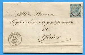 1865 MORETTA doppio cerchio su c.20 su 15 del I° tipo. (296384) - Imagen 1 de 2