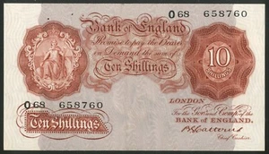 Bank of England, B.G. Catterns, 10 shillings, [1930], series O68, EF - Picture 1 of 2
