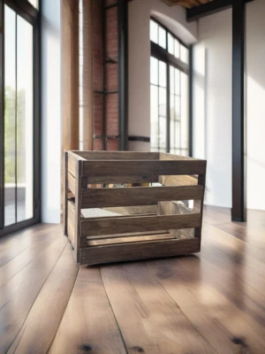 DARLA'S STUDIO 66 Rustic Wooden Vinyl Record Storage Crate – Medium Stained LP Holder