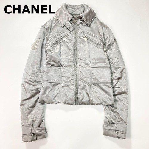 Giacca imbottita CHANEL 04A linea sportiva blouson Coco Mark taglia 40 cotone nylon