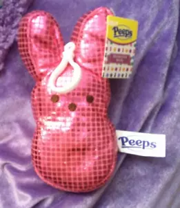 Peeps Disco Bunny Plush with Clip MAGENTA PINK APPROX 6 INCHES - Picture 1 of 2
