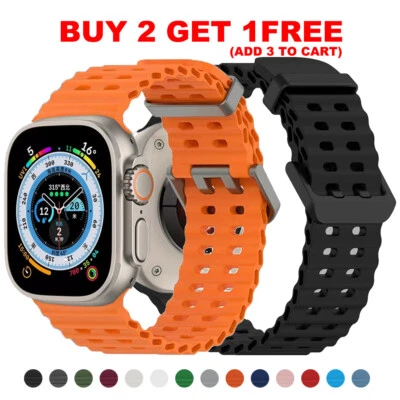 Ocean Silicone Strap For Apple Watch Series 10 9 8 7 6 46/49mm Ultra iWatch Band - Image 1 of 4