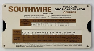 Calcolatrice di caduta di tensione Southwire vintage - rame e alluminio - regola di scorrimento - Foto 1 di 2