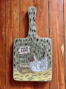 VINTAGE CERAMIC CUTTING BOARD WALL DISPLAY RETRO DECORATIVE HAND PAINTED 1980's - Picture 1 of 10