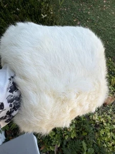 Vintage Echt Kaninchenfell Muff Elfenbein Off White Handwärmer Winter Hochzeit - Bild 1 von 8