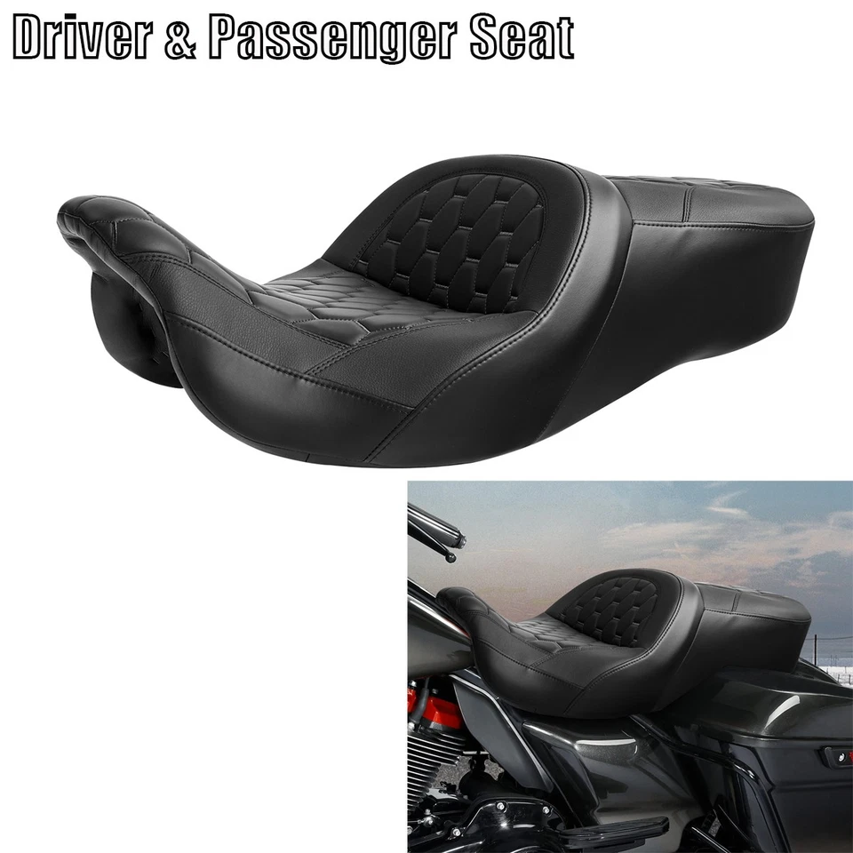 Driver & Passenger Gel Seat Fit For Harley Touring Road Glide King 2009-2023 - Image 1 of 4