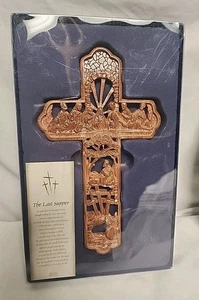 Cruz La Última Cena Resina Marrón Jesús Discípulos Religión Cristiana NUEVO - Imagen 1 de 7