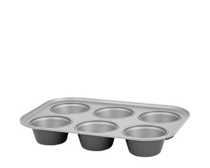 6 Cup Jumbo Muffin Baking Tray Each Cup Cake 9cm Diameter Non-Stick Reusable Tin - Picture 1 of 7