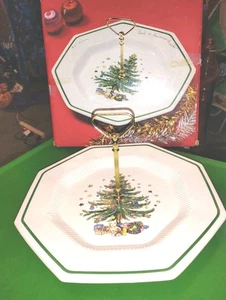 Nikko Christmastime Servizio Piatto Ottagonale 11" Manico Albero di Natale Natalizio - Foto 1 di 9