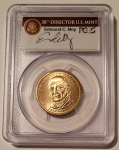 PCGS 2008 John Q Adams Presidential Dollar Error Missing Lettering SF SP67 Moy - Picture 1 of 2