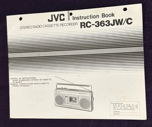 Vintage Original RC-363JW/C Stereo Cassette Recorder User Instructions Manual - Picture 1 of 4