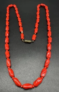 Vintage Kirschrot Tschechische Glasperlen Halskette 28 Zoll - Bild 1 von 7