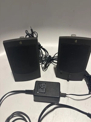 Vintage AppleDesign Wired Apple Computer Speakers M2497 Gray 1993 Pair Tested - Image 1 of 4