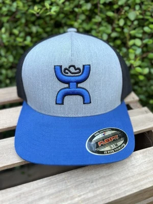 Sombrero Hooey Coach Azul/Negro Flexfit S/M 5 Paneles Trucker Malla Gorra 2013BLBK-01 Nuevo Foto 1 de 4