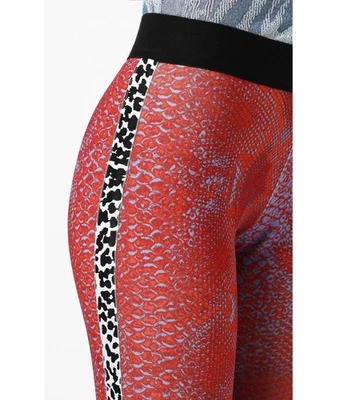 Just Cavalli Leggings Burgundy 14 US/44 original $369 snake/cheetah print rare - Image 1 of 4