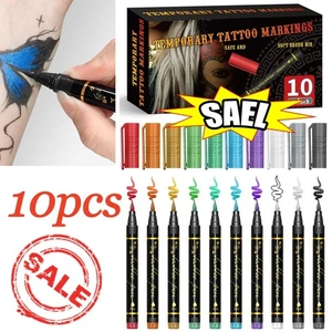 Temporary Tattoo Pen- Set Removable Temporary Tattoo Marker Pen for Men/Women - Picture 1 of 17