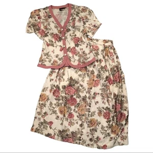 Vintage S.L.Fashions zweiteiliges Set in weiß & rosa Gr. 14, Rock und Top Set - Bild 1 von 9