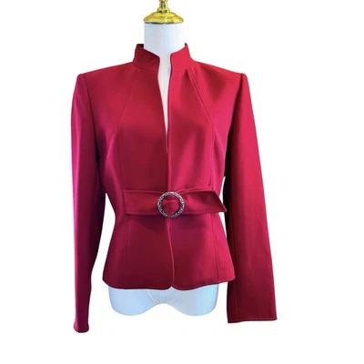 Новый с Ярлыками Tahari ASL красный поясом Blazer 8P маленький нарядный высокий воротник карьера куртка - Изображение 1 из 4
