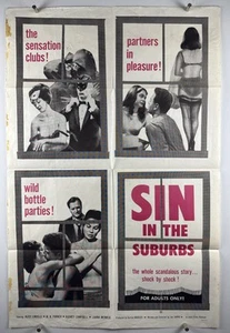 SIN IN SUBURBS Movie Poster (Good+) One Sheet 1962 Sexploitation 27195 - Picture 1 of 18