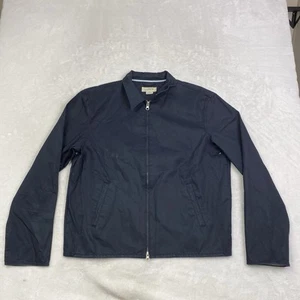 Giacca uomo J Crew taglia XL Harrington blu navy collo bifold cotone zip intera - Foto 1 di 10