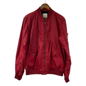 H & M Red Bomber Jacket Lined Nylon Medium Full Zip NWT - Picture 1 of 8