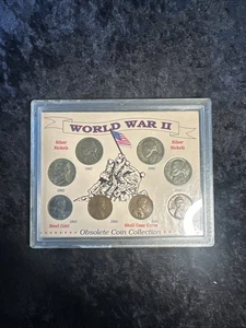 World War 2 Obsolete Coin Collection 8 Piece Coin Set W/ Silver Nickels Wheat - Picture 1 of 2