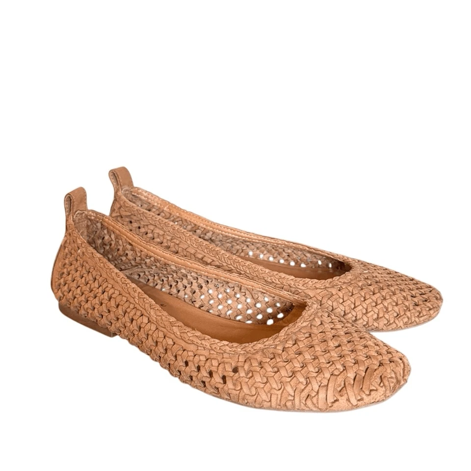 Кожаные тканые туфли на плоской подошве Joie балетный коричневый размер 6,5 - Изображение 1 из 4